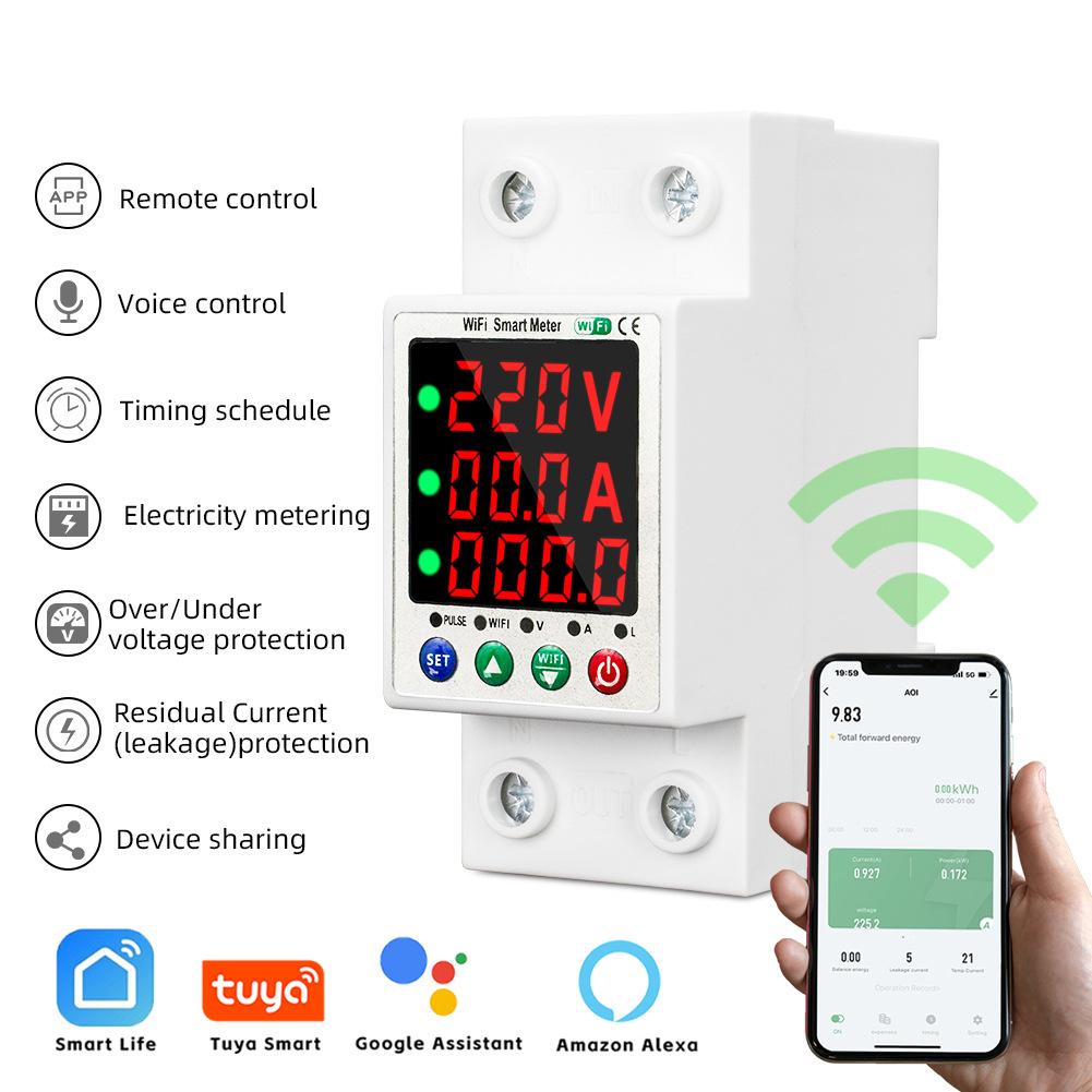 WiFi Автоматический повторный взвод или Интеллектуальный счетчик-автомат Цифровой дисплей Повторный взвод Перегрузка Перенапряжение Пониженное напряжение Ограничение тока