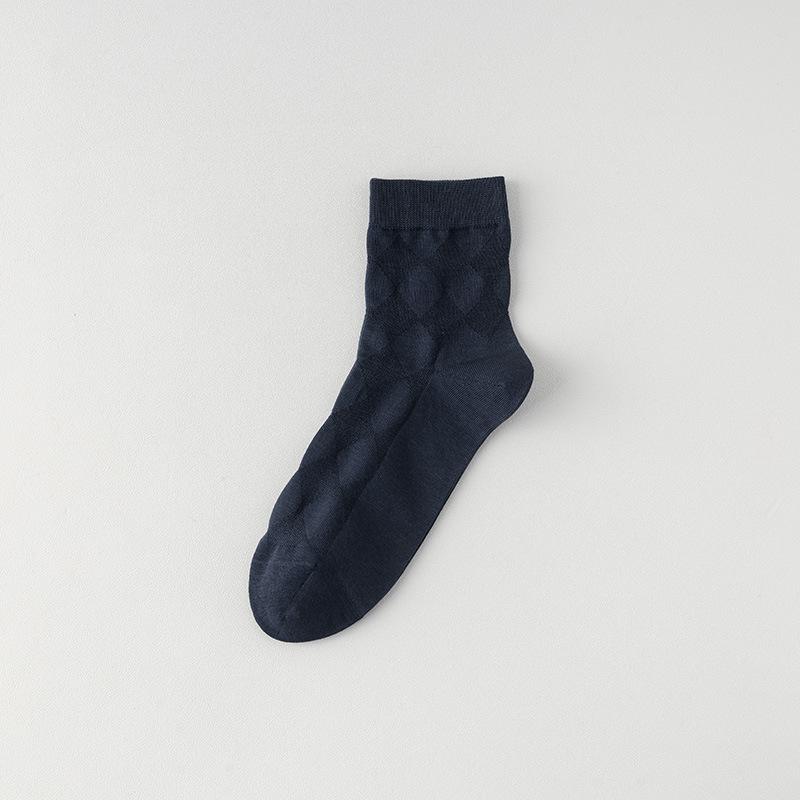 Мужские носки до середины икры, Летние тонкие антибактериальные из чистого хлопка, Дезодорирующие, Влагоотводящие сетчатые черные мужские длинные носки для делового костюма