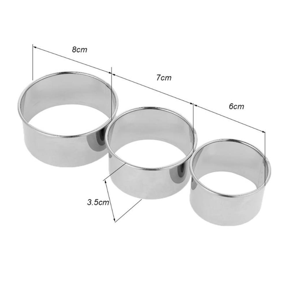 3pc Set of Round Molds for Dough Products, Stainless Steel