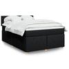 Maison Exclusive - Sommier À Lattes De Lit Avec Matelas Noir 160x200 Cm Tissu