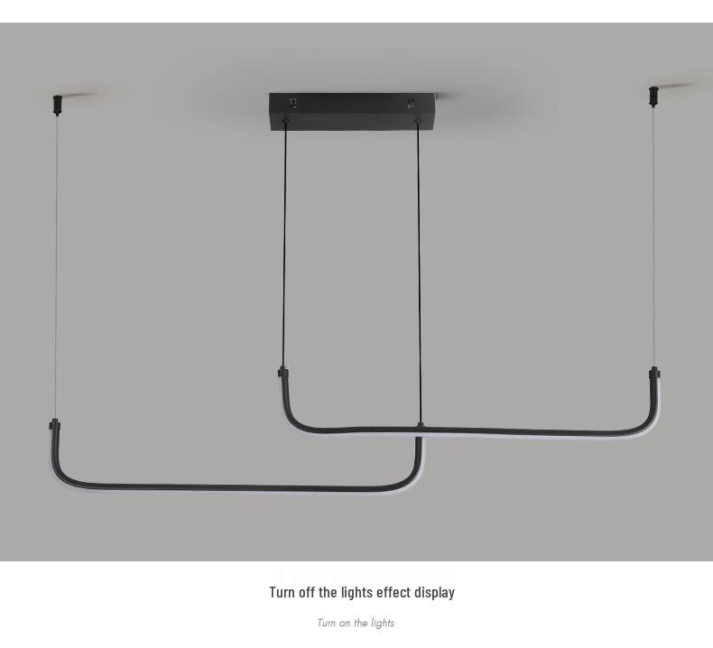 Минималистичная итальянская черная светодиодная люстра: Изящная длинная полоса для ресторана, бара, офиса