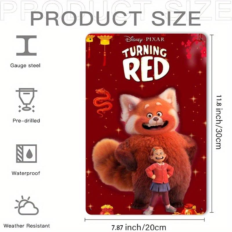 1 шт. Металлический настенный декор Pixar's Turning Red - 20,32x30,48 см Яркий праздничный декор с красной пандой и персонажем, прочный железный I