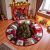Круглый ковер-мат с 3D-визуализацией «Рождественская елка» - Лоскутное шитье, украшения, леденец, праздничное домашнее украшение, напольный коврик, декор для спальни