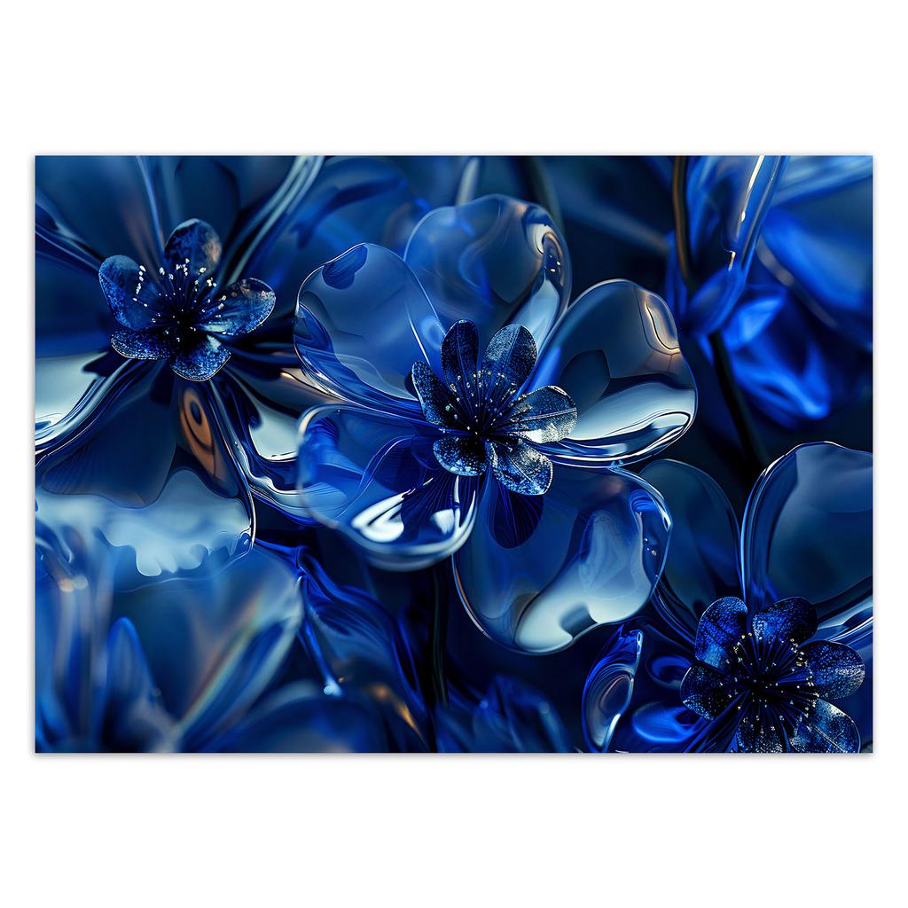 Wallpaper Blue 3D glass flowers