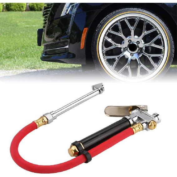 Air Gauge Tire Filler,Compressed Air Filler Gauge Handheld Car Air Tire Pressure Filler Fill Inflator Gauge Dual Chuck Air Compressor Hose Tool