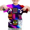 Футболка Game Angry Geometry Dash для мальчиков и девочек с мультяшным принтом 3D, детская летняя повседневная футболка с коротким рукавом, детская одежда