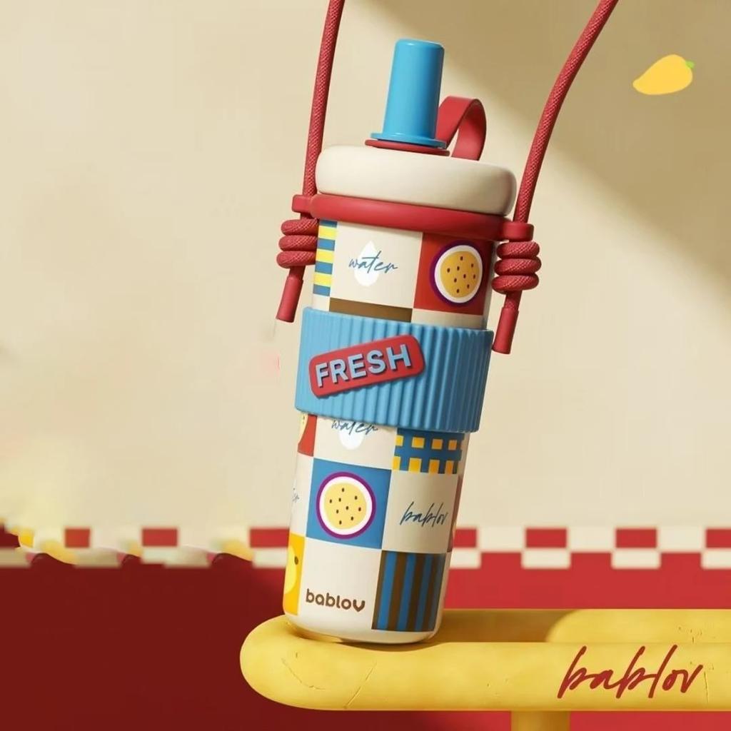 Bablov Вакуумная кружка-термос с соломинкой из нержавеющей стали с ситечком для чая, большой вместимости, сохраняет холод и тепло, дорожная кружка, подарки