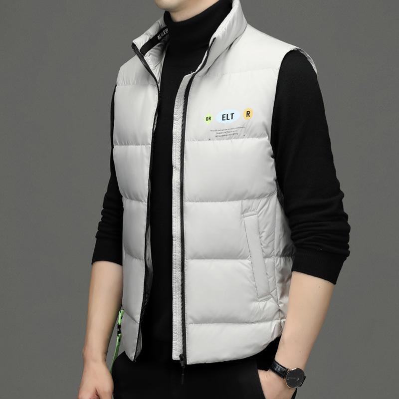 Пуховик с воротником-стойкой, жилет, мужской осенне-зимний новый модный жилет без рукавов с хлопковой подкладкой, жилет, кардиган для мужчин