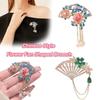 Anti-exposure Pink Peony Flower Brooch Chinese Style Tassel Fan Brooch Jewelry Accessories