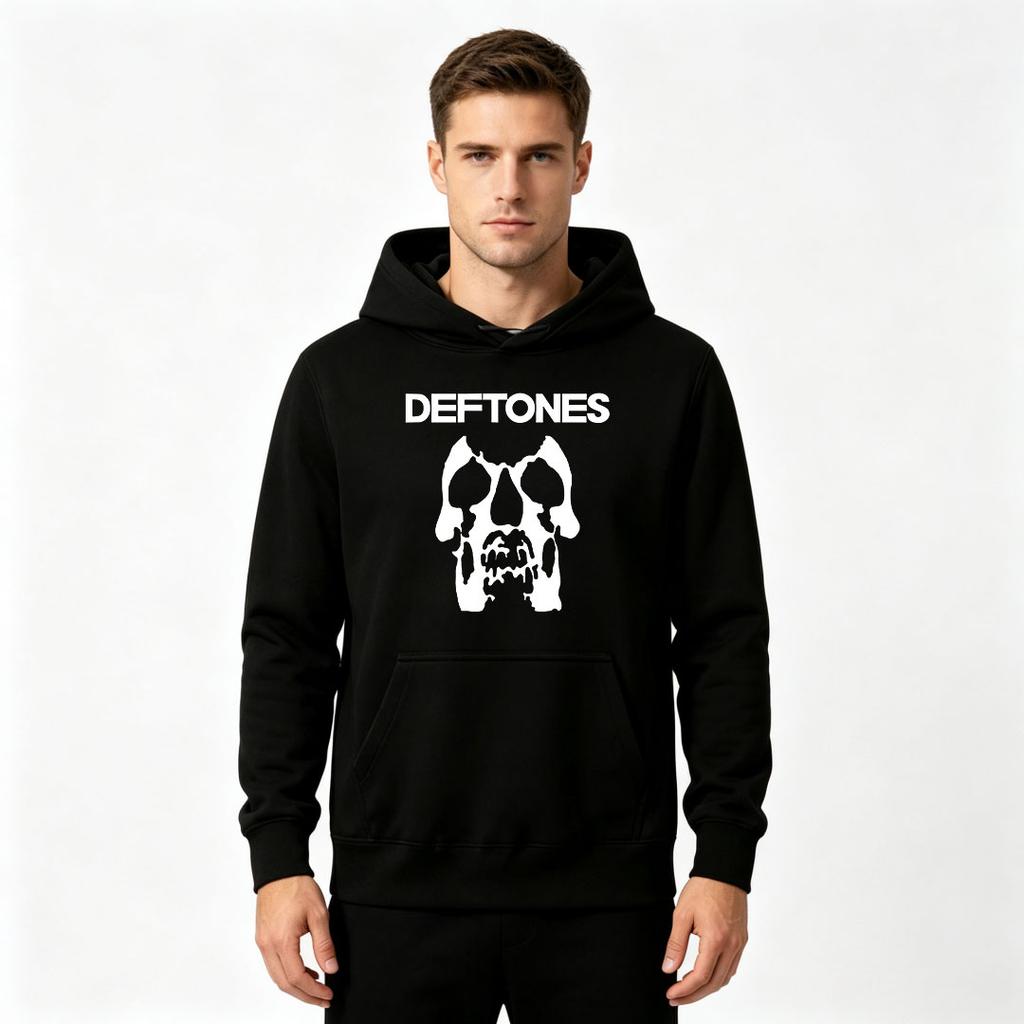 Men's Long Sleeve Casual Pullover Hoodie, Abstract Skull Graphic Print Comfortable Hooded Sweatshirt for Daily Wear