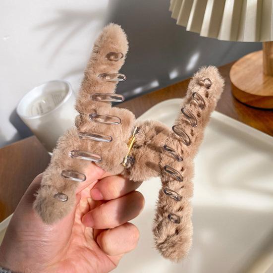 Заколка для волос с плюшевой оберткой, большая заколка для волос с затылком, универсальный аксессуар для волос на каждый день