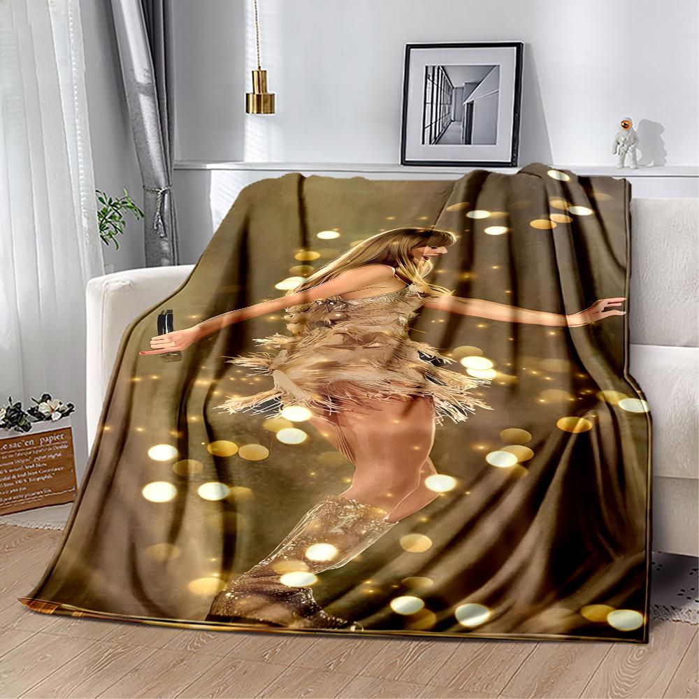 Taylor Swift's Glittery Performance Flannel Blanket-Soft and Suitable for Sofas,Beds,Offices,Travel,All Seasons,Great Gift for Holidays and Birthdays.