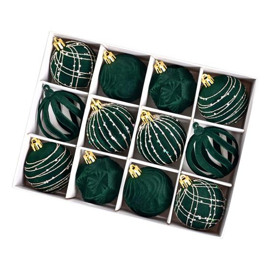 12 шт. Бархатные рождественские шары Декоративные пластиковые украшения Украшение для праздничной елки для Рождества, свадеб, вечеринок
