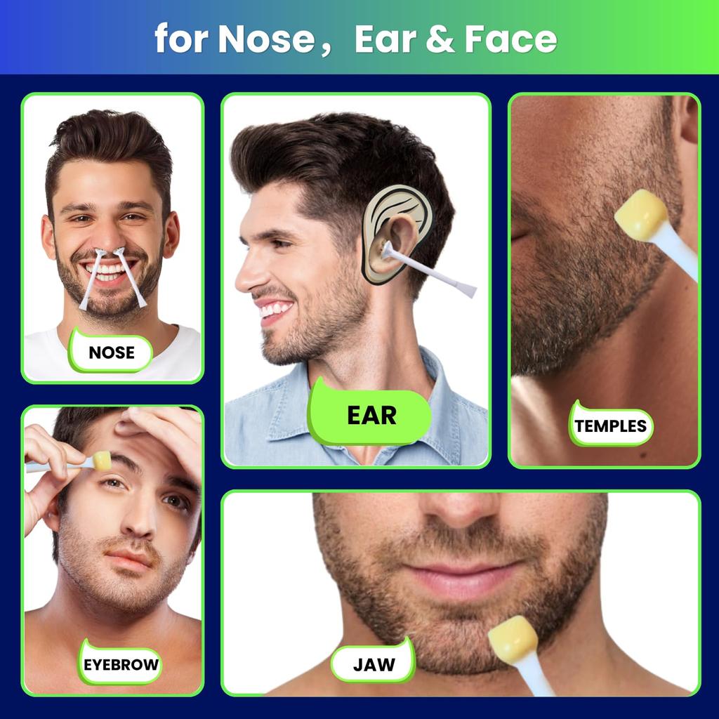 Nose Wax Kit Men, 200g Wax, 40 Applicators for 30-40 Uses. Easy, Quick & Painless Instant Nasal Waxing Kit for Men and Women