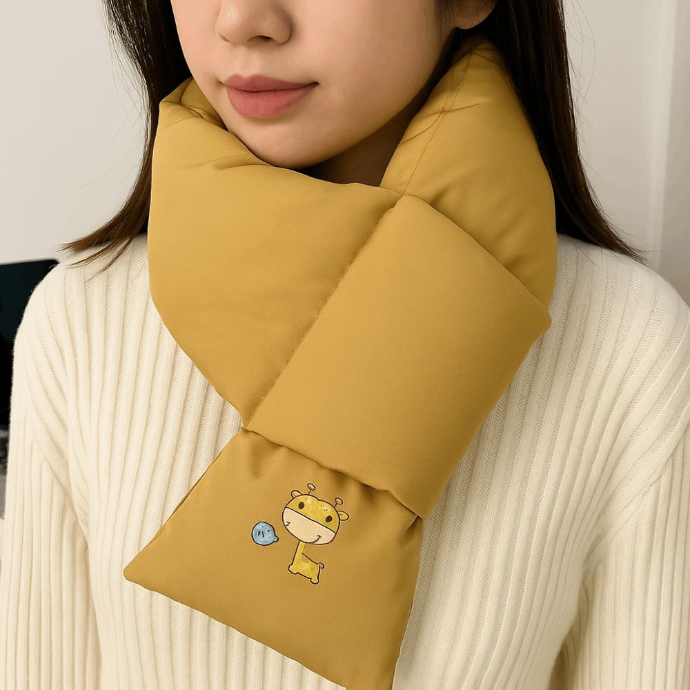 Windproof Down Cotton Scarf Solid Color Thermal Warm Scarf Fashion Winter Cross Scarf Outdoor