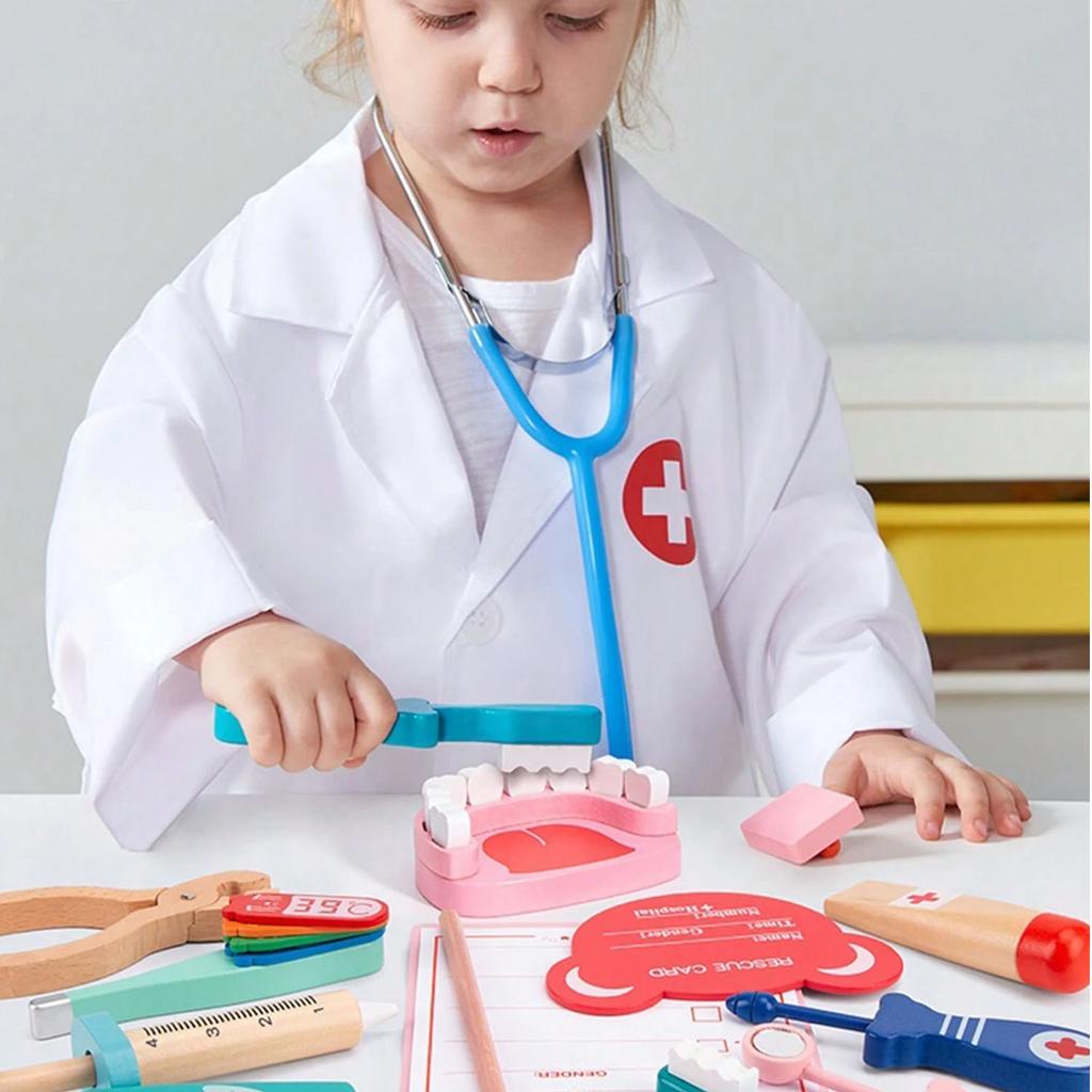 Melissa & Doug Super Smile Dentist Kit With Pretend Play Set of Teeth And Dental Accessories (25 Toy Pieces) - Pretend Dentist Play Set, Dentist Toy,