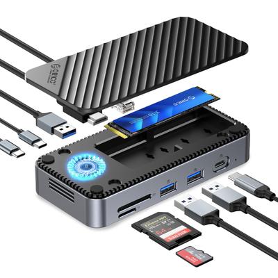 Док-станция ORICO с внешним корпусом для SSD 10 Гбит/с и поддержкой USB, охлаждением, совместимая с 10-в-1 M.2, хабом M.2, M.2 NVMe/SATA, и HP