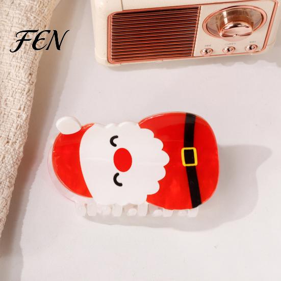 Decorative Snowflake Hair Barrettes Christmas Claw Clip for Women, Acrylic Festive Accessories with Elk Santa Comfortable Clips Daily Wear Patterns,