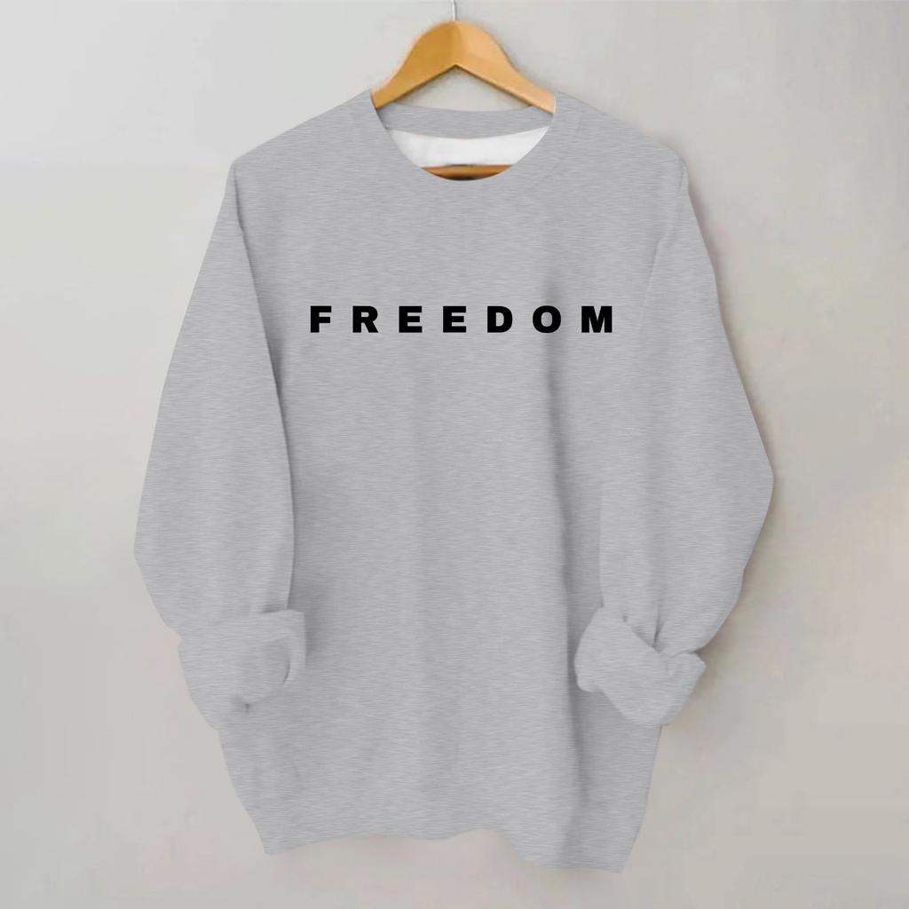 Women's Loose And Comfortable Round Neck Long Sleeved Sweatshirt With Printed Text