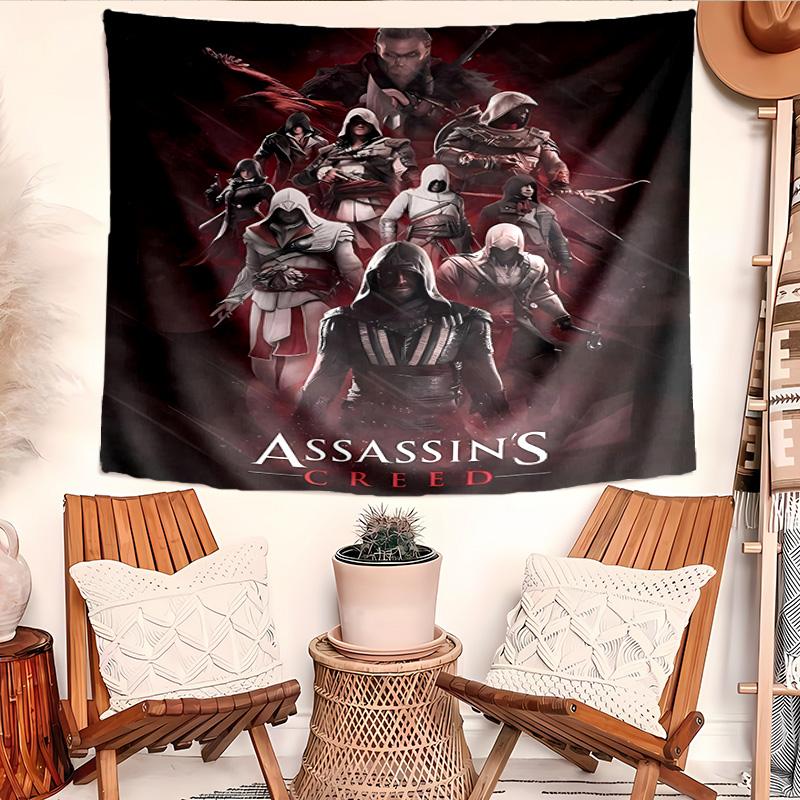 Гобелен Assassin's Creed, Настенный гобелен, Гобелен с узором для общежития, спальни, гостиной, Настенное искусство, Фотофон
