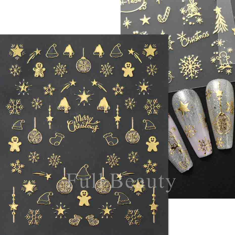 Рождественские наклейки для ногтей, самоклеящиеся наклейки для дизайна ногтей, Рождество, Санта, лось, снежный колокольчик, крутой дизайн, Рождество