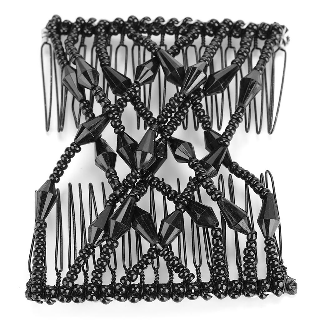 Женщины Девушка Волшебные Легкие Бусины Для Волос Слайд Эластичный Гребень Зажим Эластичная Шпилька Черный