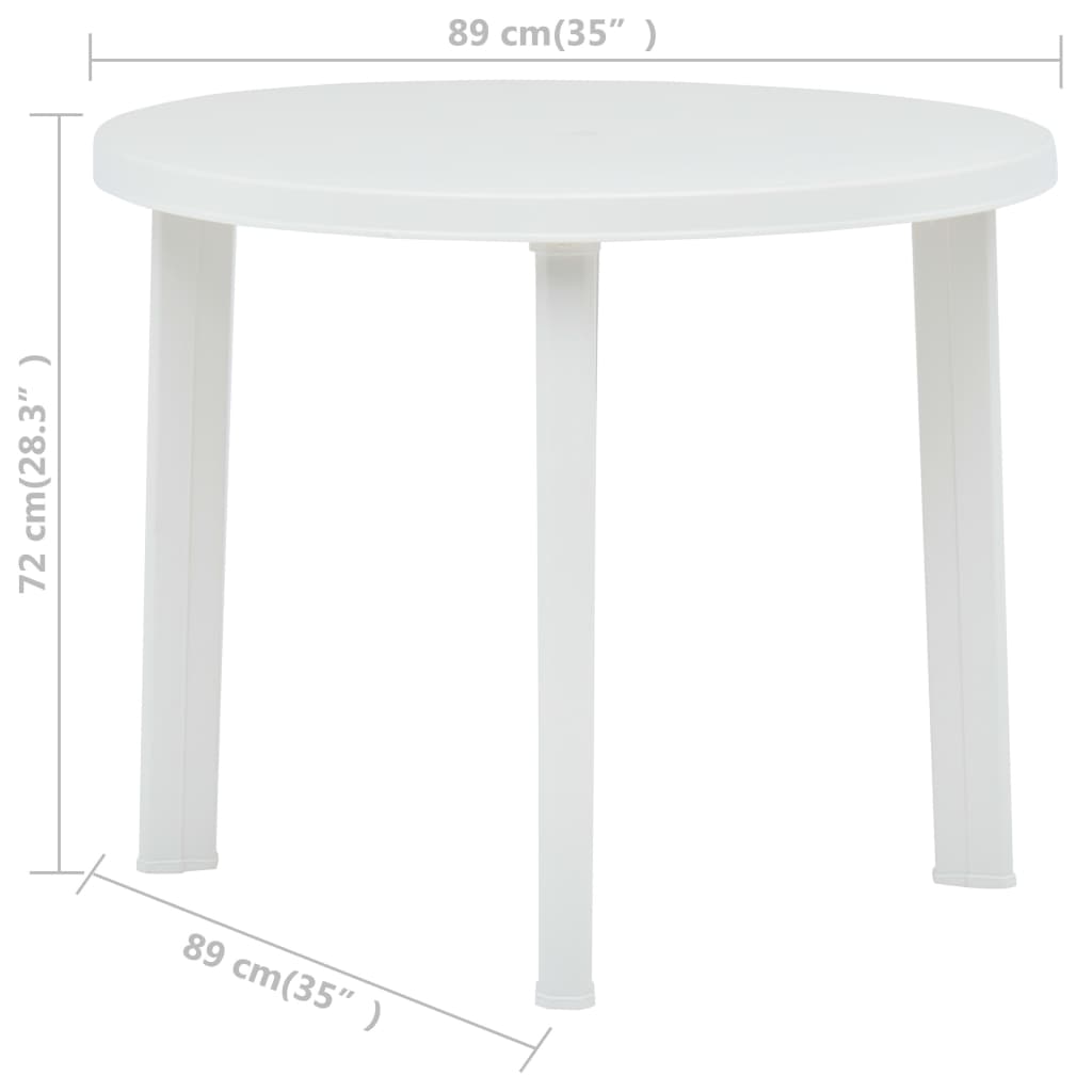 vidaXL Gartentisch Weiß 89 cm Kunststoff