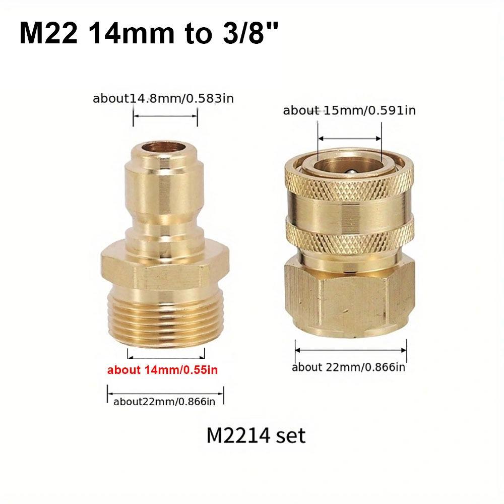 1 комплект 3/8 M22 Соединители для труб Комплекты быстрого соединения для шланга высокого давления мойки M22 Переходный набор M22 14/15 мм Комплект водовыпуска