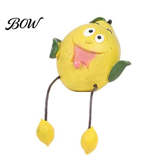 Whimsical Fruit Sculptures Resin Shelf Sitter Figurines with Flexible Dangling Legs, Hanging Edge Statues, Cute Character Desktop Ornaments
