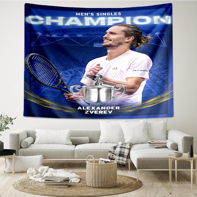 Zverev Print Tapestry, Backdrop, Easy Setup, Ideal for Bedroom, Office & Living Room, with Aesthetic Wall Hanging Decor.