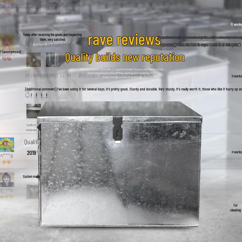 Large Galvanized Tinplate Toolbox with Lock – Metal Storage Organizer for Hardware & Woodworking.