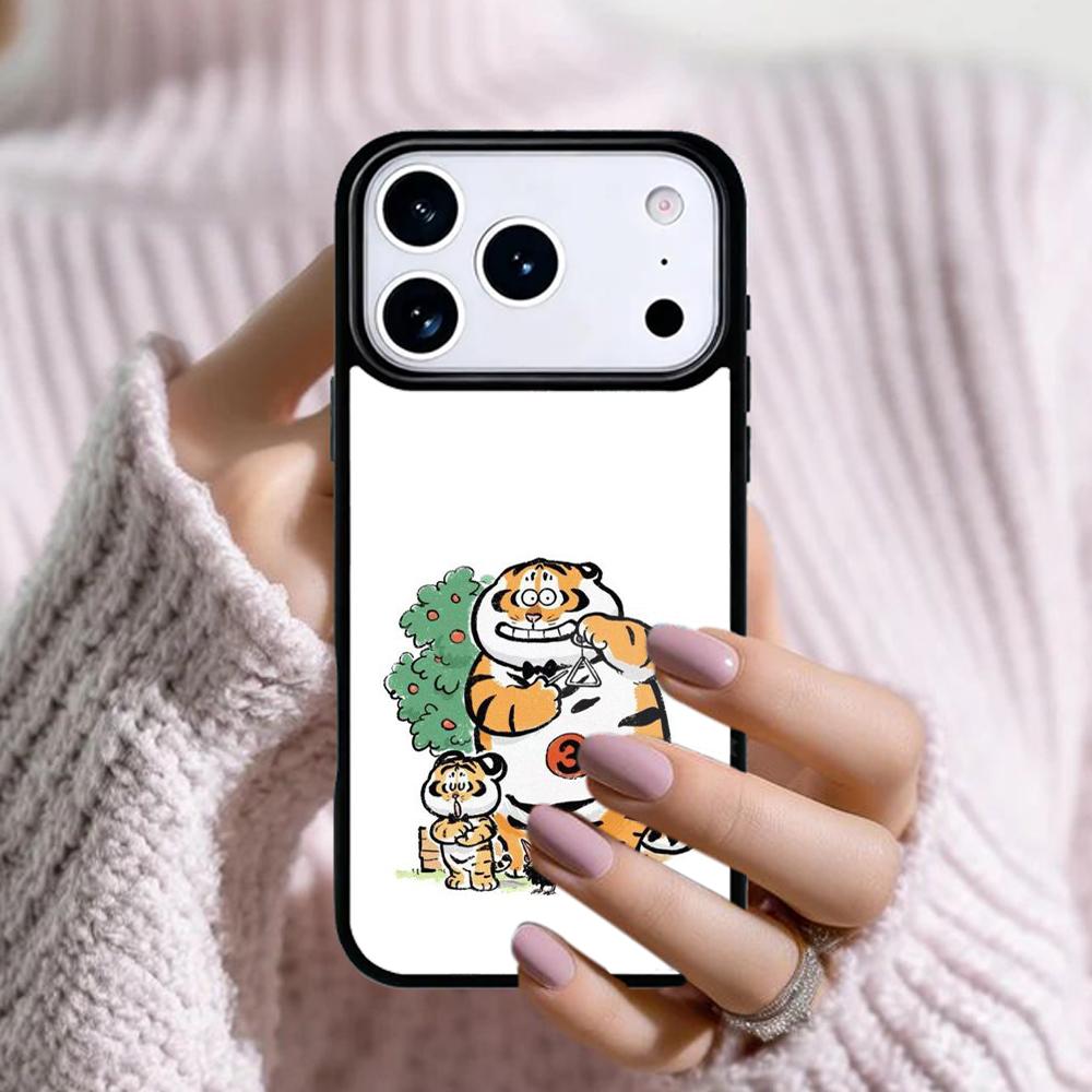 Cartoon Fat Tiger Phone Case For Apple iPhone 17 Air 16E 15 14 Plus 13 12 11 Pro Max Mini Funda Cover