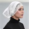 Хиджаб с кружевной отделкой Женские шапочки-трубы Мусульманский внутренний хиджаб Однотонный тюрбан Кружевной дизайн Подхиджабники Мягкий джерси Хиджаб с открытым лицом