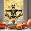 Halloween Smiling Skeleton Glass Showcase Bedroom Home Decoration Wall Stickers