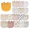 2023 New Baby Feeding Drool Bib Ruffle Floral Infants Lace Saliva Towel Soft Cotton Burp Cloth For Newborn Toddler Kids Bibs