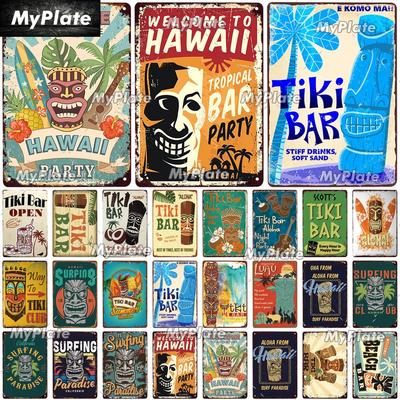 Металлическая табличка TiKi Bar Жестяная табличка Винтажное украшение Ретро постер Табличка Паб Бар Украшение Художественные наклейки Настенный декор На заказ