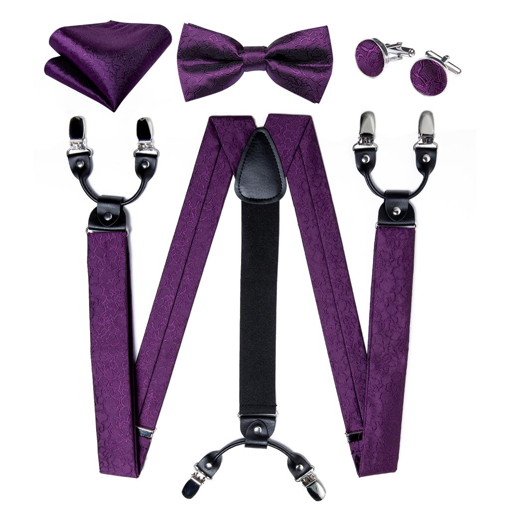 Dibangu Мужские подтяжки, регулируемые подтяжки, галстук-бабочка, карманные квадратные запонки, набор для мужчин, ширина 3,5 см, эластичные