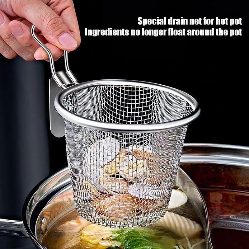 Stainless Steel Mesh Net Strainer Basket Colander Pot Boil Food Colander To Strain Rinse Fry Steam Cook Vegetables Pasta