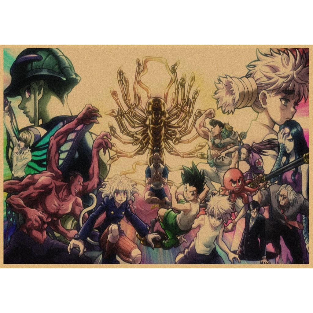 Ретро крафт-бумажный настенный плакат Hunter x Hunter - Декор в стиле японского аниме для бара или кафе