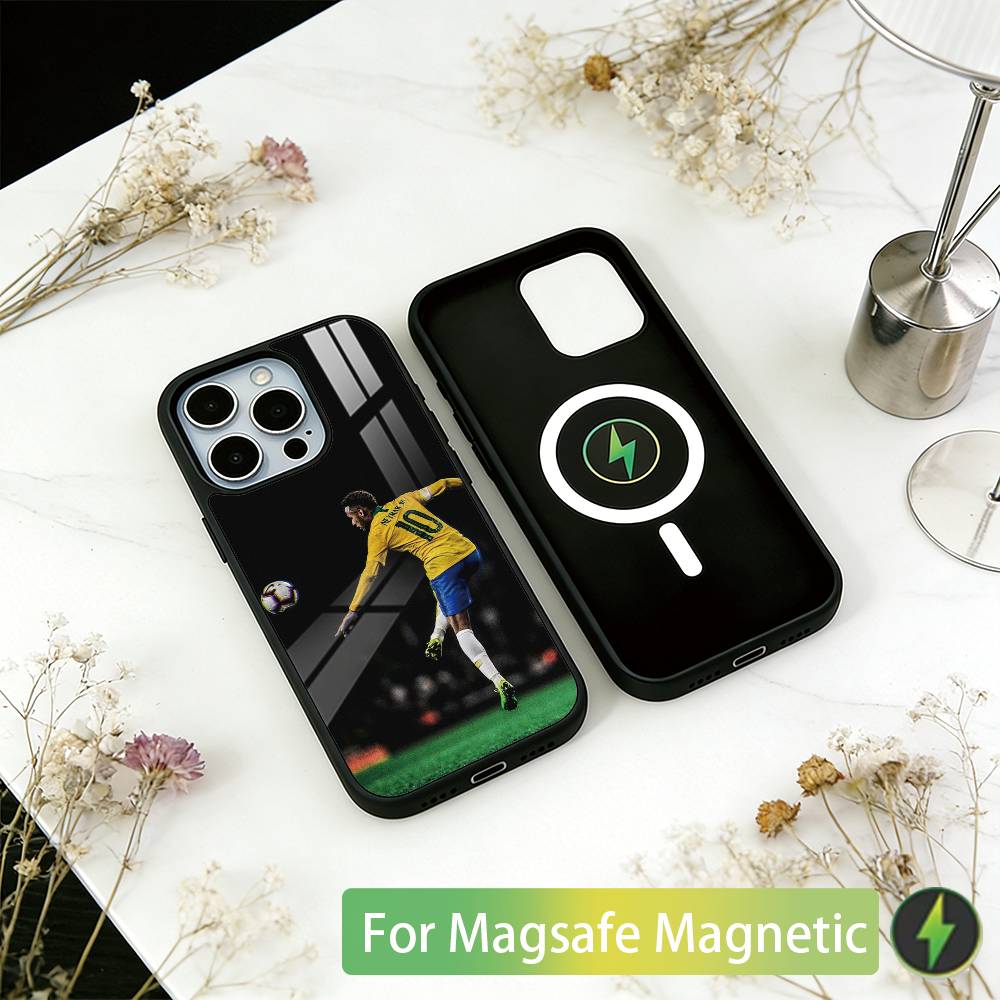 Футбольная звезда 10 Неймар Чехол для телефона для iPhone 17, 16, 15, 14, 13, 12, 11 Plus, Pro Магнитный с беспроводной зарядкой Magsafe