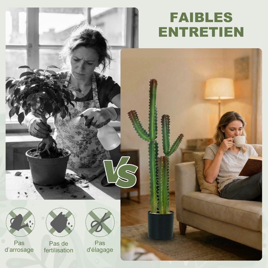 Indoor Artificial Plant 111 Cm Potted Cactus Artificial Tree For Home Office Living Room Bedroom Green