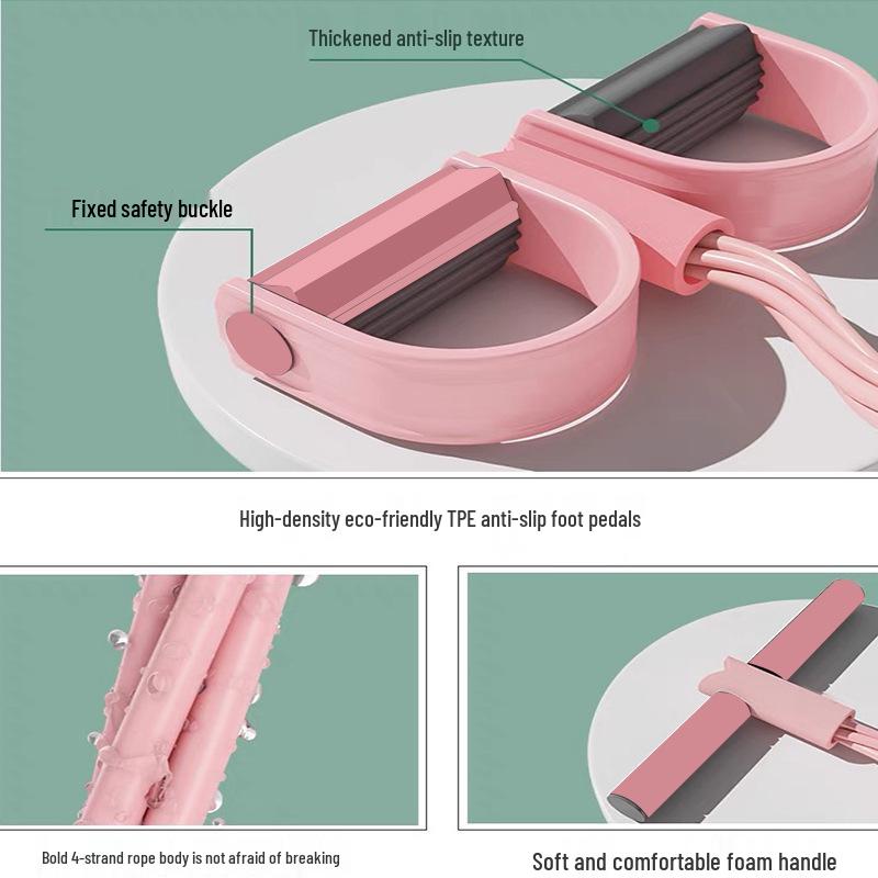 Four-Tube Foot Pedal Resistance Band & Ab Trainer