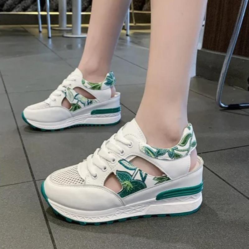 Женские Сандалии Летние Дышащие Сетчатые Туфли Модные Шнурованные Сандалии на Платформе Уличные Повседневные Спортивные Сандалии для Женщин Сандалии на Танкетке