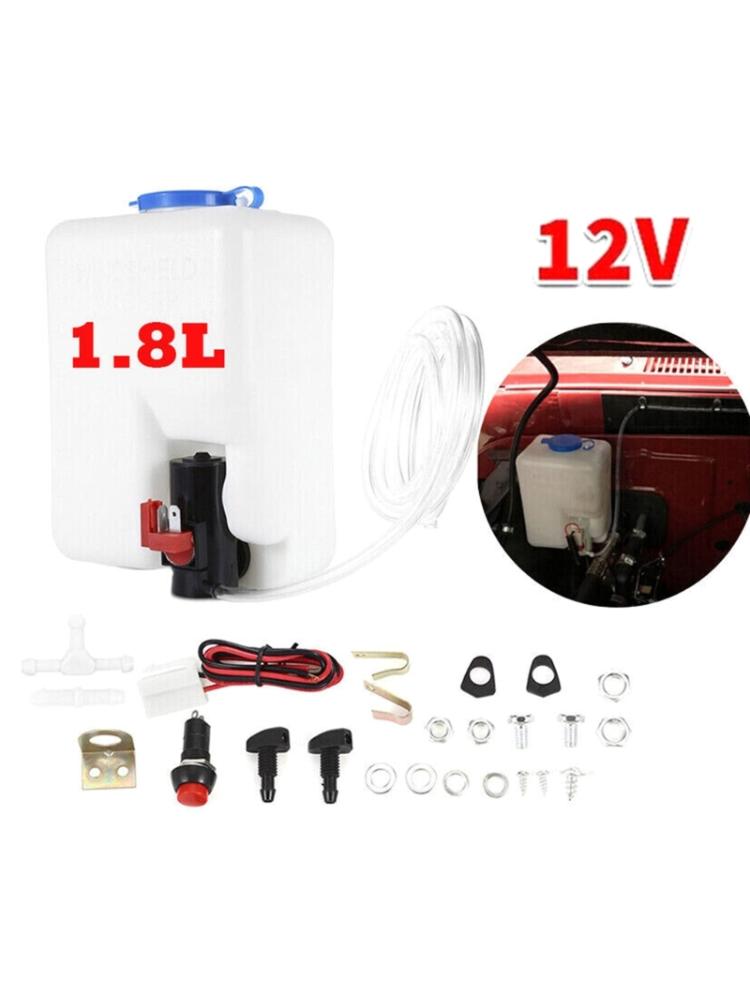 Комплект бака для омывателя лобового стекла автомобиля с форсунками, шланг для водяного насоса 12 В 1,5 л, резервуар для насоса для омывателя лобового стекла