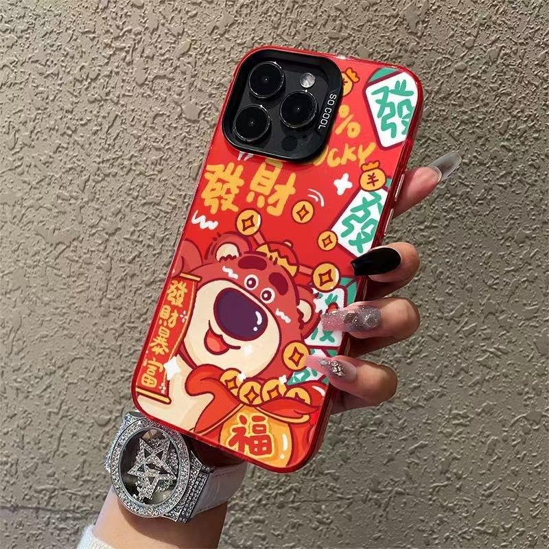 Fa Cai Медведь Клубничный Яблоко 14 чехол для мобильного телефона iPhone15promax12/13/8SE новый 7plus матовый xs