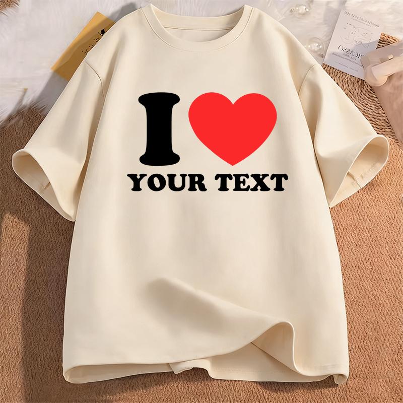 Женская одежда Футболка с принтом I Love Your Текстовый узор Летняя Забавная Модная Повседневная Оверсайз Топы Футболки с коротким рукавом и круглым вырезом