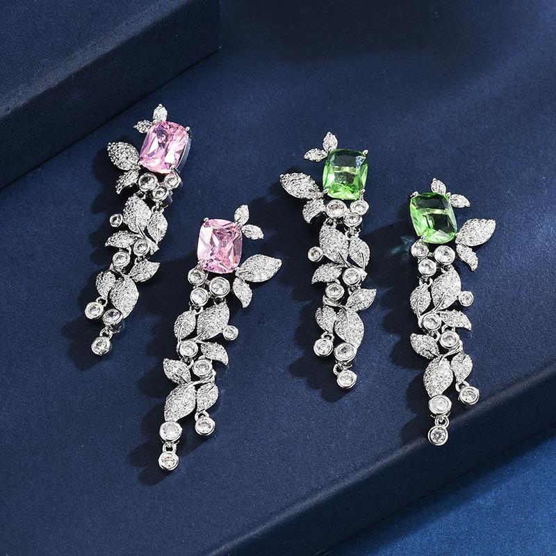 Серьги-цветы Su Trend с микро-инкрустацией из циркония, модные серьги Sweet Temperament, длинные серьги для женщин