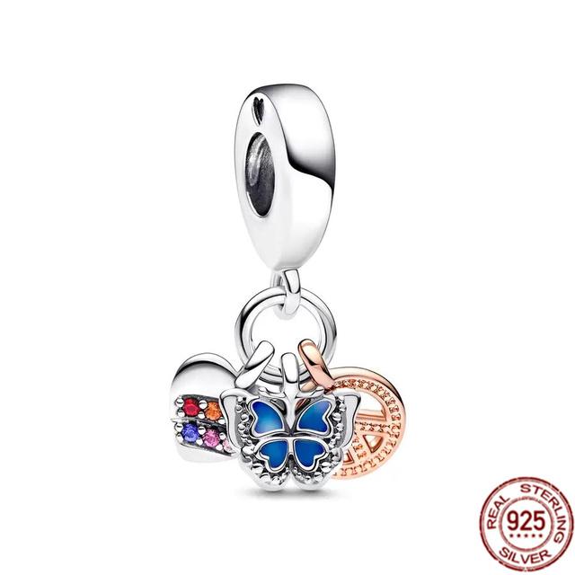 Небесная падающая звезда сердце двойной и синий воздушный шар висячие подвески бусины подходят оригинальный серебряный браслет 925 ювелирные изделия