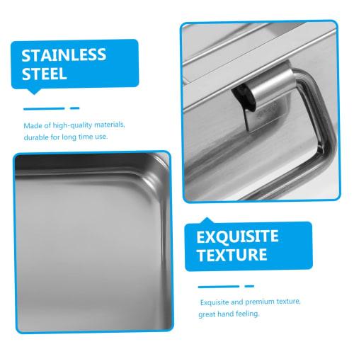 GRIRIW Противень из нержавеющей стали с решеткой, Набор противней для духовки, Прямоугольная кухонная форма, Многофункциональная посуда для духовки для тостера, выпечки и сервировки