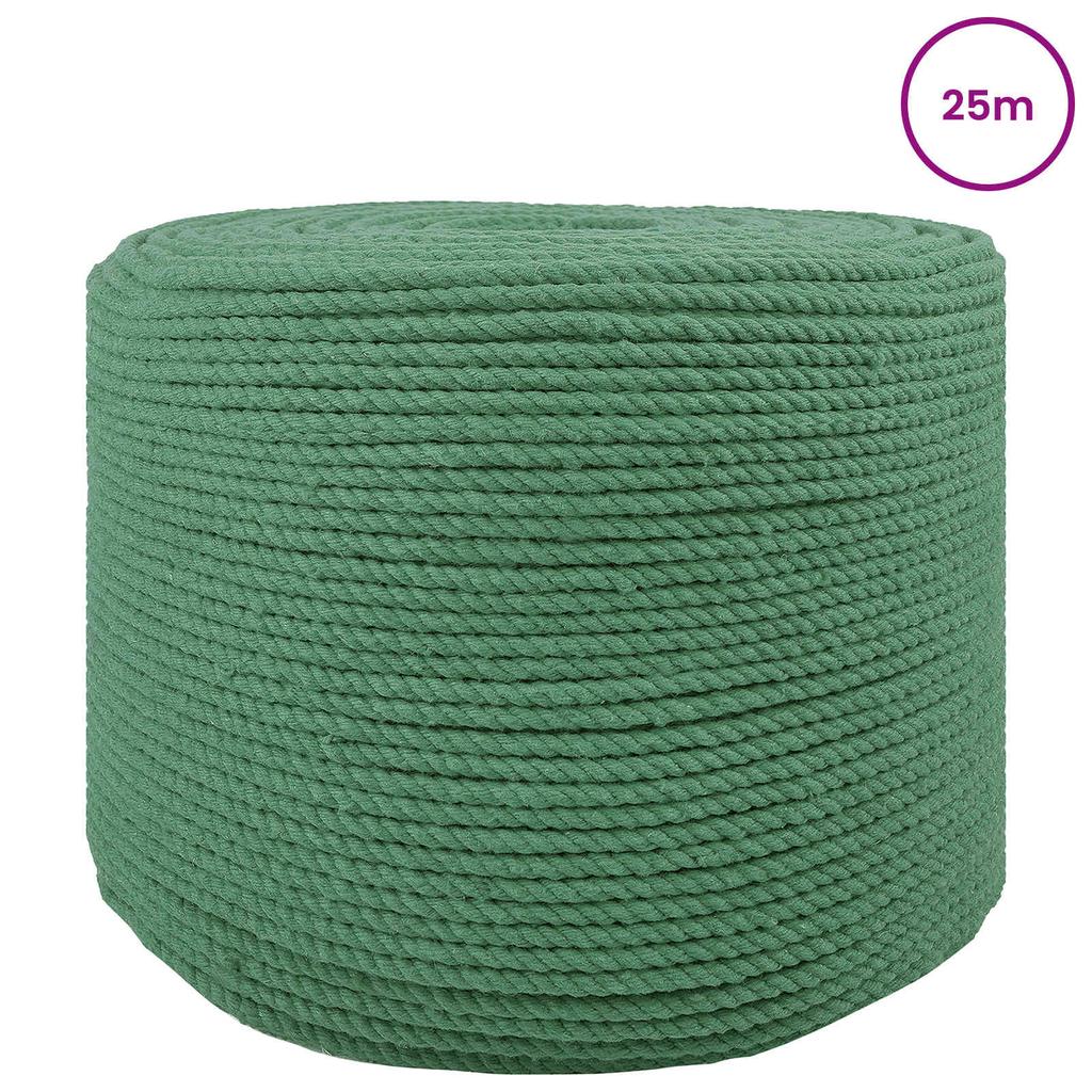 Cotton Rope 6 mm 25 m Green 100percent Cotton